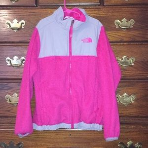 Pink North face zip up jacket